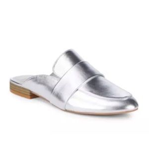 Dolce Vita Cecil Silver Leather Mule Loafer Flat